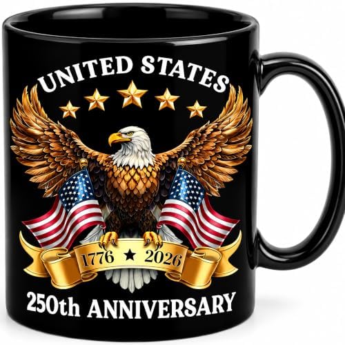 250th Anniversary USA Coffee Mug, American Flag Bald Eagle Mugs