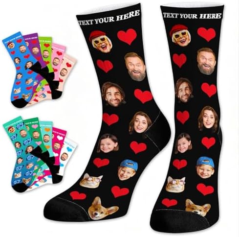 Custom Socks With Faces Personalized Heart Socks for Men Women