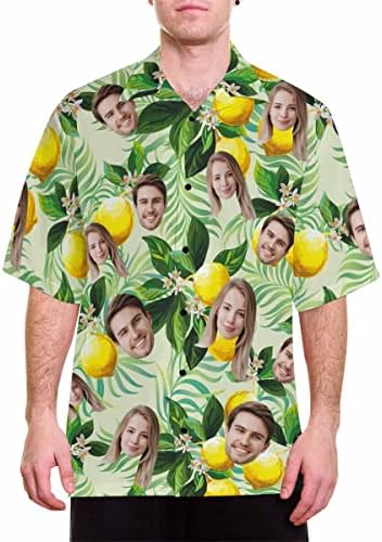 Personalized Hawaiian Shirt for Men Women, Lemon Custom Photo Face Short Sleeves Shirts