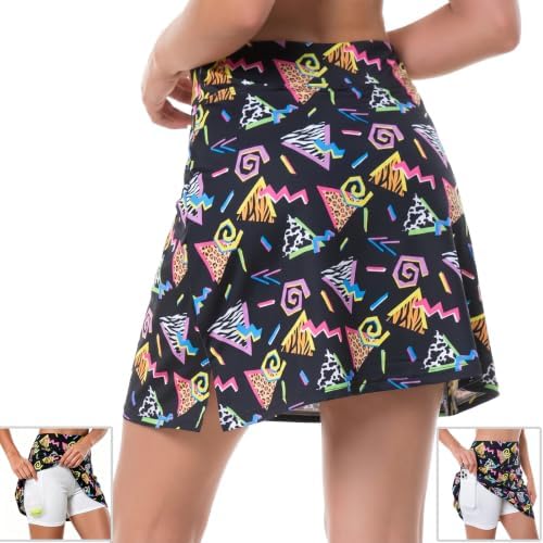 80s 90s Tennis Skirts for Women Vintage Black High Waisted Skirt Golf…