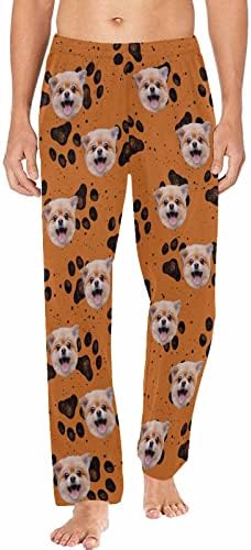 Personalized Photo Face Pajama Pants for Men Custom Doodle Dog Paw…