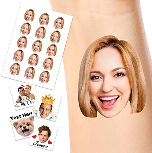 Personalized Temporary Tattoos, Custom Any Photo Tattoos for Birthday Wedding Bachelorette Party