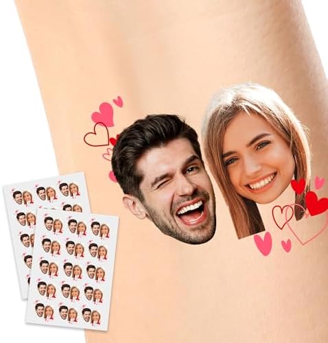 Personalized Temporary Tattoos, Custom Couple Face Tattoos for Birthday Wedding Bachelorette Party