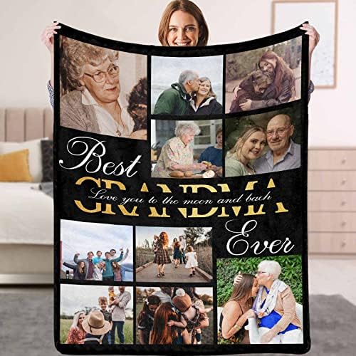 Personalized Collage Photos Blanket for Grandma Custom Picture Blankets…