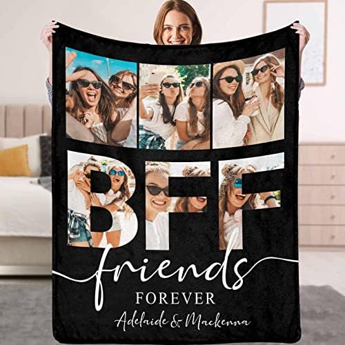 Custom Photo Collage Blanket for BFF Bestie Friends Customized Picture…