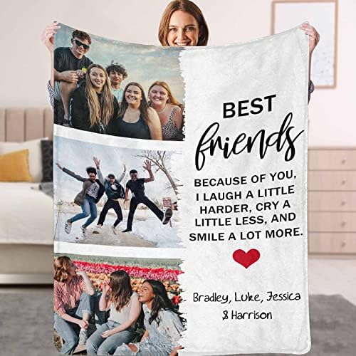 Custom Photo Collage Blanket for Friend Bestie Customized Picture…
