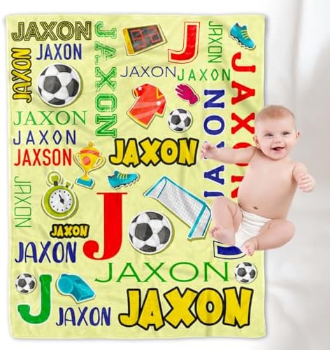 Personalized Sport Football Fleece Throw Blanket for Boys Kids Custom…