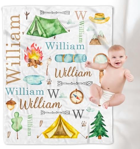 Personalized Camper Fleece Throw Blanket for Kids Boys Girls Baby…