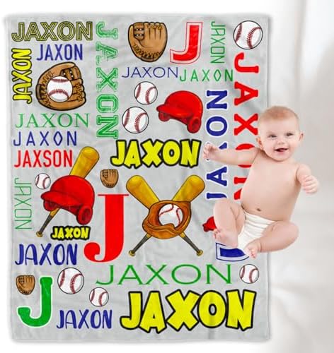 Personalized Baseball Fleece Throw Blanket for Kids