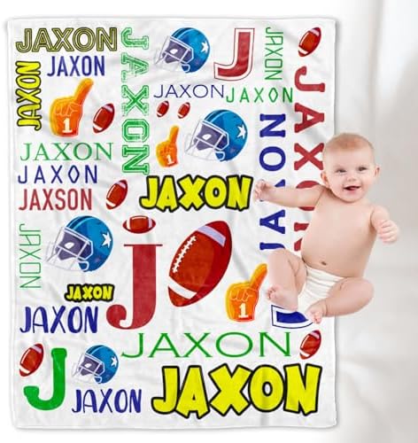 Personalized American Football Fleece Throw Blanket for Kids