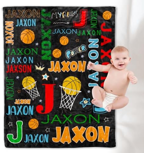 Personalized Sport Basketball Fleece Throw Blanket for Kids Boys Girls…