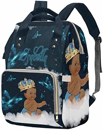 Personalized African Men Diaper Bag with Blue Butterfly Custom Nylon…