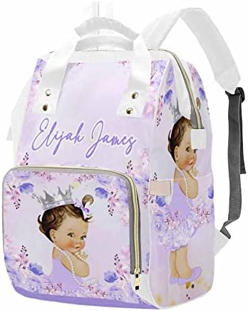 Personalized Diaper Bag Backpack with Name Custom Purple Flower Mommy…
