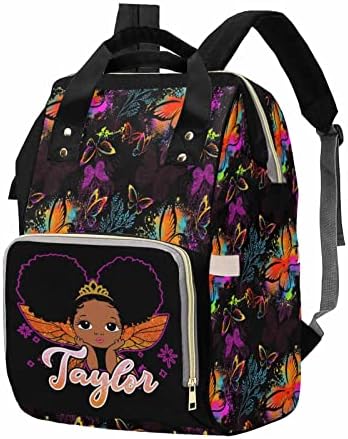 Personalized Name Diaper Bag Custom Colorful Butterfly and Black Women…