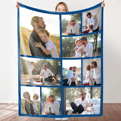 Custom Blanket with Photo Text Collage Personalized 10 Photo Throw Blanket Using My Own Pictures Gifts for Mom Dad Family Sisters Friends Kids Wife_Photo-10