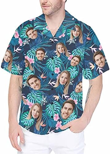 Custom Hawaiian Shirts for Men with Photo Face Image Tropical Flroal…