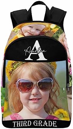 Custom Casual Backpack with Photos Personalized Kid's Name School…