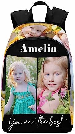 Custom Casual Backpack with Photos Personalized Name School Bookbags…