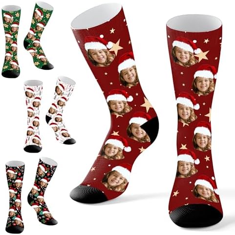 Custom Socks with Face, Personalized Christmas Funny Socks with Heart