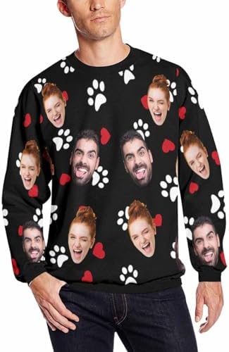 Custom Sweatshirt for Men Personalized Face Ugly Christmas Funny Pullover Shirt Long Sleeve Tops Casual Crewneck Sweatshirts Gifts…