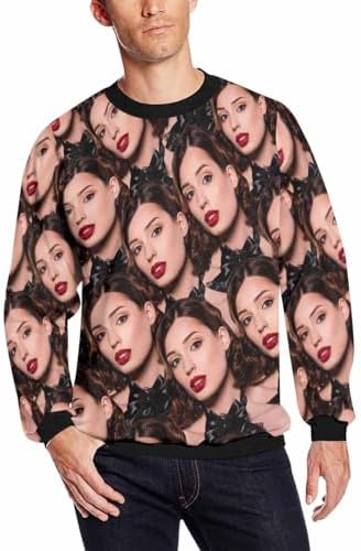 Custom Sweatshirt for Men Personalized Face Ugly Christmas Funny Pullover Shirt Long Sleeve Tops Casual Crewneck Sweatshirts Gifts for Holiday Face
