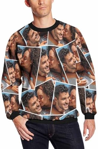 Custom Sweatshirt for Men Personalized Face Ugly Christmas Funny Pullover Shirt Long Sleeve Tops Casual Crewneck Sweatshirts Gifts for Holiday Photo