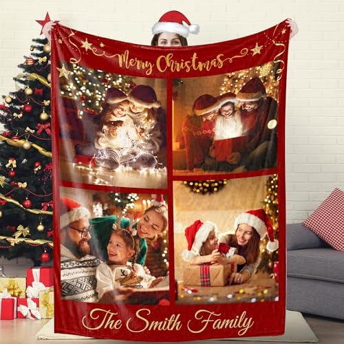 Custom Christmas Blanket for Kids Personalized Fleece Throw Blankets…