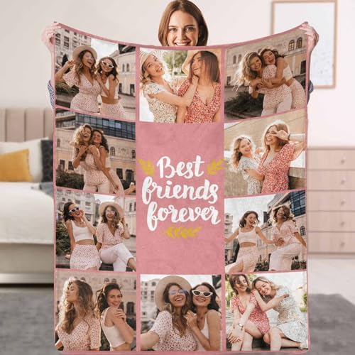 Custom Best Friends Ever Blanket with Photo Text Customized Flannel…