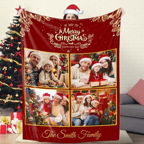 Personalized Christmas Blankets with Pictures Custom Throw Blankets…