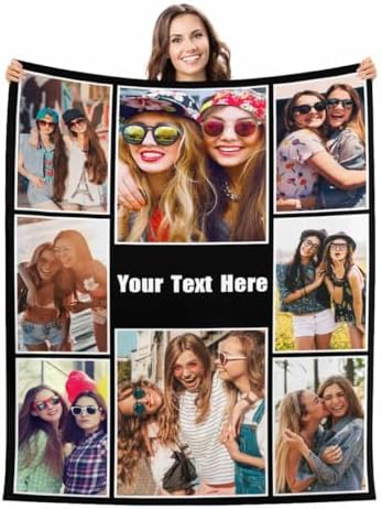 Custom Blanket with Photos Personalized Text Blankets for Adult…
