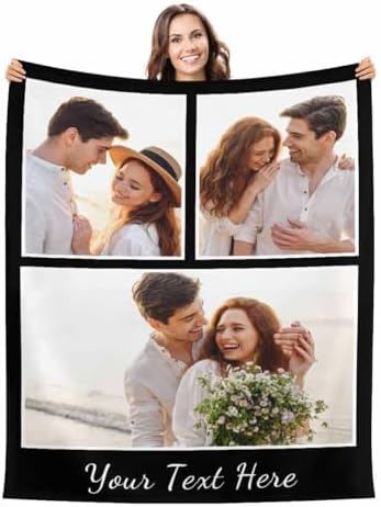 Customized Blanket with Photos Personalized Text Blankets for Adult…