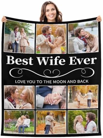 Customized Blanket with Photos Personalized Text Blankets for Adult for Lover Family Friends Soft Fleece…