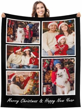 Customized Blanket with Photos Personalized Text Blankets for Adult for Family Friends Soft Fleece Throw Blanket Birthday Anniversary…