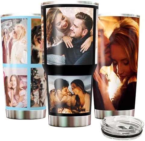 Personalized Tumbler with 1-8 Photos for Dad Mom Families