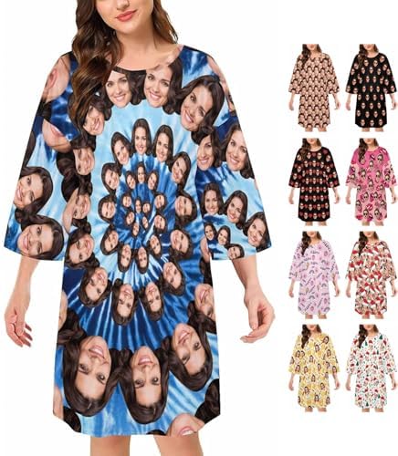 Custom Nightgown Customized Face Photo Half Sleeves House Dress Sleep…