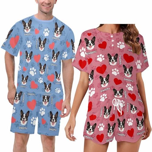 Custom Short Satin Pajamas Set with Photo