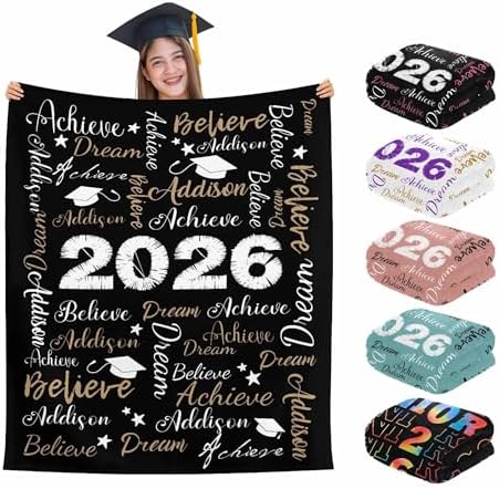 Custom Graduation Gifts Blanket with Text Personalized Class of 2026…