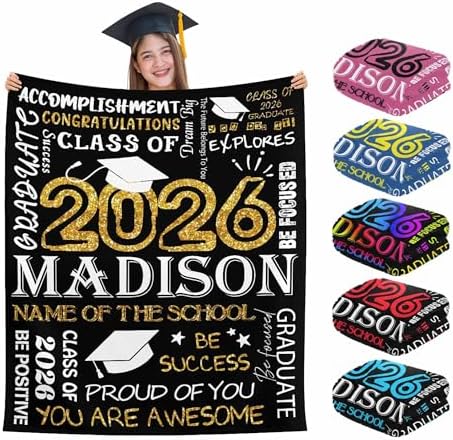 Custom Graduation Gifts Blanket with Photo Text Personalized Class…