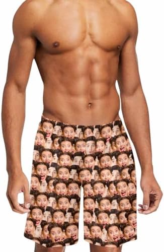Custom Face Swim Trunks for Men Customized Beach Board Shorts…