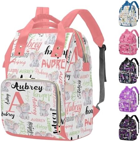 Custom Diaper Bag Backpack for Girls Large Capacity with Pockets Pink…