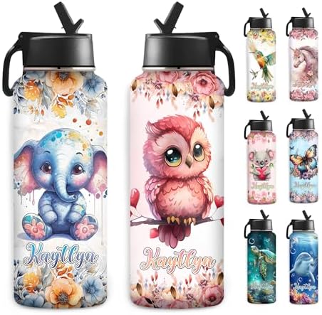 Personalized Kids Water Bottle with Straw & Lid