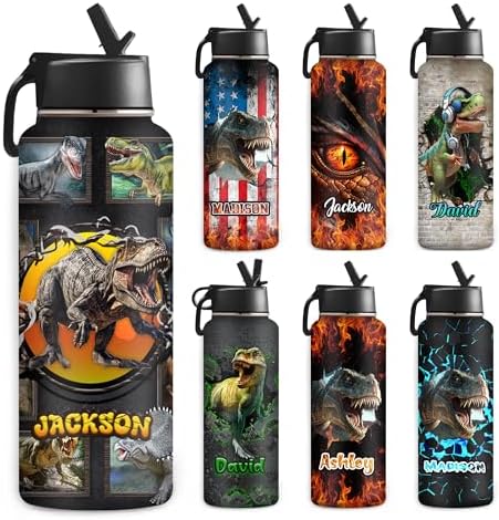 Personalized Boys Water Bottle 18oz/32oz Animal Custom Name Stainless…