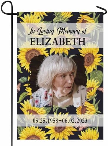 Personalized Memorial Garden Flag With Photo Names Sunflower