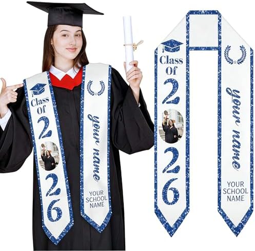 Custom Graduation Stoles Class of 2026, Personalized Graduation Stole