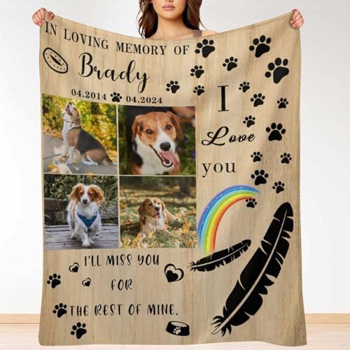Personalized Pet Blanket with Photo, Custom Dog Name Memorial