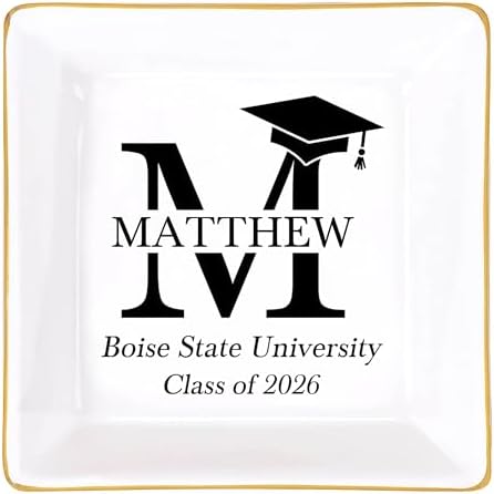 Personalized Jewelry Dish Graduation Gifts for Her 2026 Custom Trinket Tray Customized Ceramic Ring…