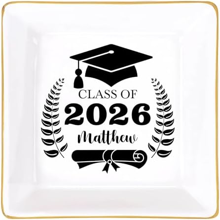 Personalized Jewelry Dish Graduation Gifts for Her 2026 Custom Trinket Tray Customized Ceramic Ring Plate Graduation Gift for Sister