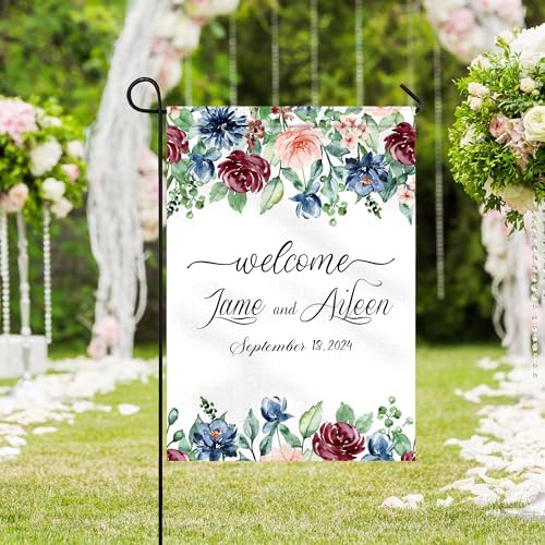 Personalized Wedding Garden Flag with Name Welcome Flower Custom Welcome…