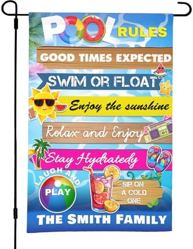 Custom Pool Rules Garden Flag Personalized Summer Garden Flag 12x18…