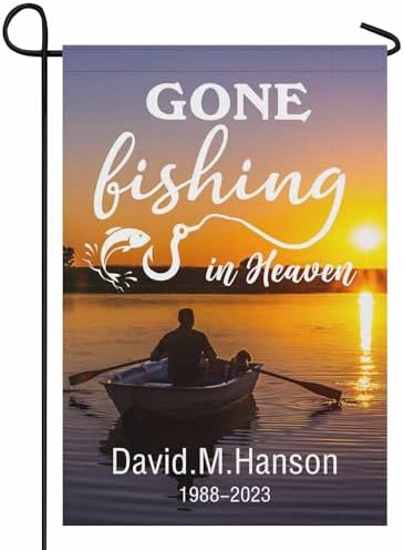 Personalized Memorial Garden Flag with Photo Name Fishing for Dad Mom…